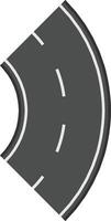Curved section of asphalt road with white lane markings stretches into the distance, creating a sense of journey and transportation vector