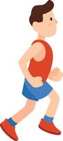 Man happily runs outdoors, embracing his exercise routine and healthy lifestyle, enjoying nature and staying active vector