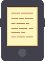 Modern smartphone is displaying lines of text on a yellow background, representing the concept of reading on a mobile device vector