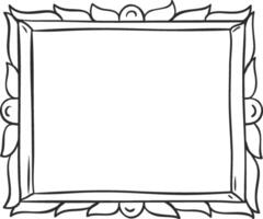 Simple, hand drawn rectangular frame features stylized floral decorations at each corner and a large blank space in the center, perfect for adding text or images vector