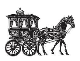 A horse drawn carriage with a crown on it vector