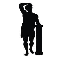 A silhouette of a man standing next to a column vector