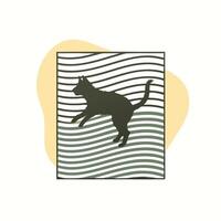A cat jumping over waves on a white background vector