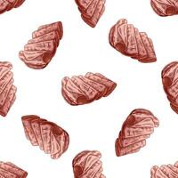 Rustic Hand-Drawn Meat Pattern. Bacon, Ham, and Hamon Sketch for Butcher Shops vector