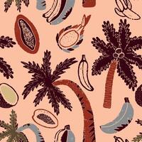 tropical fruit and palm tree pattern vector