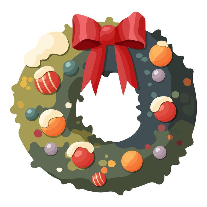 Cartoon Christmas Wreath Vector Art, Icons, and Graphics for Free Download