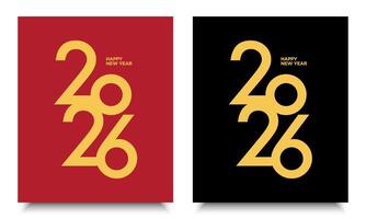 2026 Happy New Year gold logo text design on black background and red background. vector