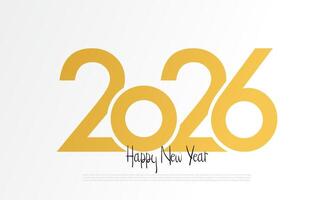 2026 Happy New Year Design with golden number. vector