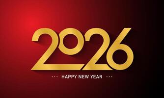 2026 Happy New Year Design with golden number. vector