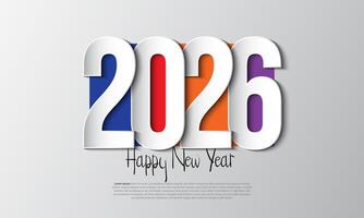 contento nuevo año 2026 diseño con vistoso truncado número ilustraciones. vector