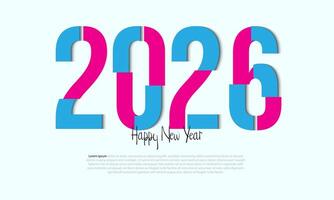 2026 Happy New Year Design with blue and pink number. vector