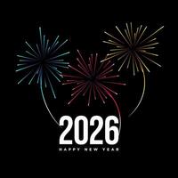 2026 Happy New Year Design with fireworks illustration. vector
