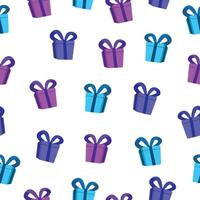 Seamless pattern of colorful gift boxes with ribbon and bow. Xmas presents design for greeting cards, wrapping paper, banners and promotional materials. vector