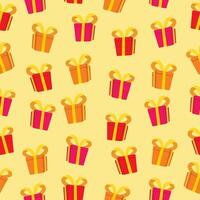Gift boxes seamless pattern background. Gift boxes motif with ribbons vector