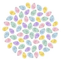 Easter eggs decorated blooming twigs and strings Round festive Background Texture. Easter greeting. Isolated illustration Cards, Thematic blogs, posting, banner, leaflet, price tag or web promo vector