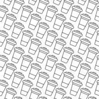 Outline with lid Dynamic Seamless pattern in minimalism. Takeaway drink background. Isolated illustration Wallpaper, wrapping or web promo, leaflets, banner, cards, price tag vector