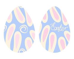 Easter eggs patterned bunny ears, freehand ornament and hand lettering Easter. Set 2 design elements. Isolated illustration Cards, blogs, banner, leaflet, price tag, label, booklet or web promo vector