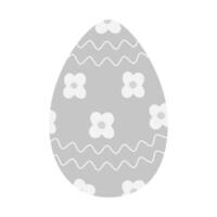 Easter egg patterned flowers and wavy lines in grayscale. Hand drawn Easter cars design element. Isolated illustration Stickers, Icon, cards, posters, banners or web promo, tag, label, booklet vector