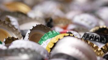 Close-Up of Colorful Bottle Caps in a Random Arrangement video
