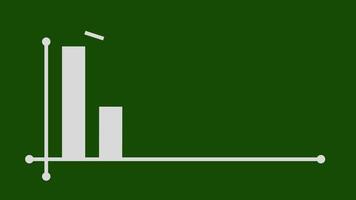 Loss and loss decreasing bar graph, infographic chart 4k animated on green screen background video