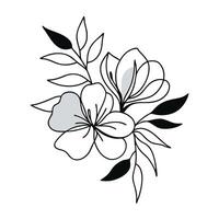 A black and white drawing of a flower vector
