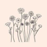 A drawing of flowers on a light pink background vector