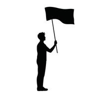Silhouette of man holding a flag vector
