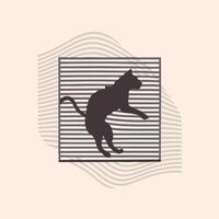 A cat jumping over a fence in a square vector