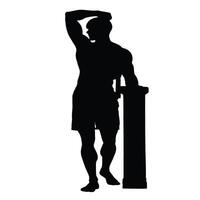 A silhouette of a man holding a pole vector