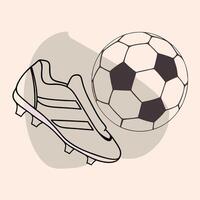 A soccer ball and shoe on a beige background vector