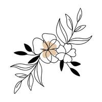 A flower drawing with leaves and flowers vector