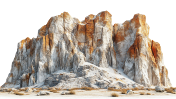 majestic rock formation stands tall, showcasing rugged textures and vibrant colors against stark background. natural beauty of this geological structure evokes sense of wonder and exploration png