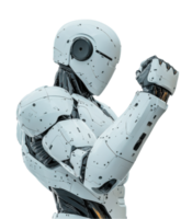 futuristic robot with sleek design stands confidently, showcasing its advanced mechanical features and articulated joints. This captures essence of innovation and technology png
