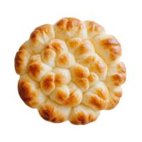 Freshly baked round bread with golden crust and soft texture png