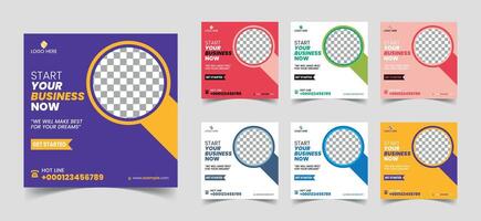 This is Business marketing agency promotion social media post template. Editable and attractive square banner design for ads with place for the photo. vector