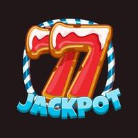 Jackpot Symbol for Christmas themed slot machines. Merry Christmas icon or symbol for your game assets. Candy frame and Gingerbread number 7 vector