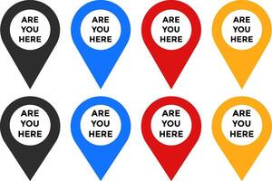 Are you here with map icon set. Location pin. position symbol. perfect for maps. vector