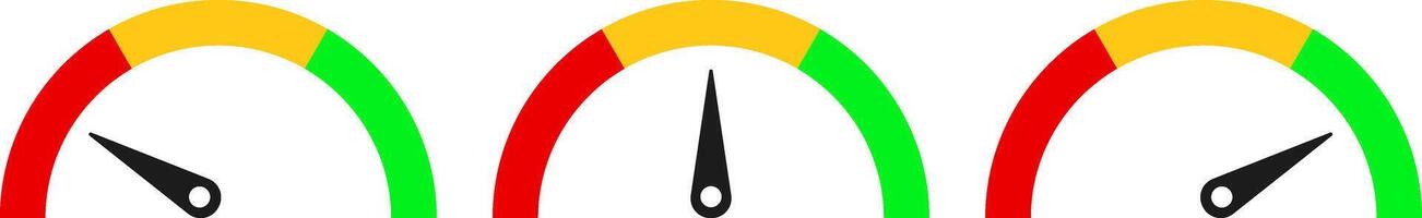 Speedometer, gauge meter icon set. Speed dial indicator. high barometers, dashboard with arrows vector