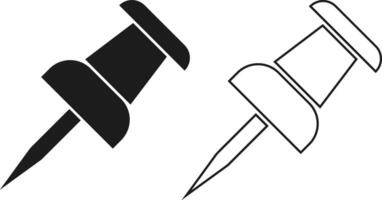 push pin icon set. Thumbtack for note attach collection. Paperclip symbol. Pushpin flat and line style collection vector