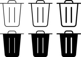 delete icon set. trash dustbin sign. Bin icon symbol. delete sign and symbol vector