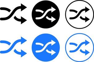 shuffle icon set. Random playlist. Mix music. Cross shuffle icon symbol vector