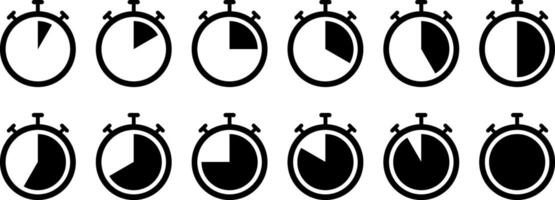 stopwatch icon set. Time speed icons. Timer, clock, and stopwatch symbol vector
