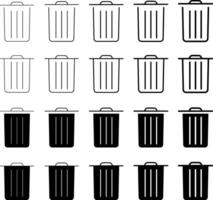recycle bin icon set. Delete sign symbol. trash sign. Basket or remove sign and symbol vector