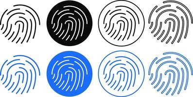 Fingerprint icon set. Security Symbols. mobile dark mode. Finger identity technology concept vector