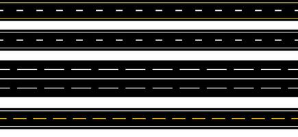 Straight and winding road icon set. Business journey way. Progress concept. Road way location infographic vector