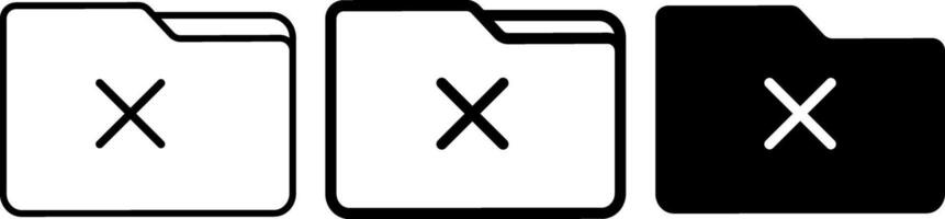 folder icon with cross mark set. file document import icon sign. Crossmark sign. Mail symbol. Computer Graphic design vector