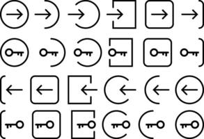 login logout icon set. Logout exit icon symbol collection. sign In and Sign Out icon. entrance, exit icon sign vector