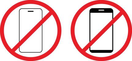 Set of No phone icon. No phone calls. Do not use smartphone. warning concept vector