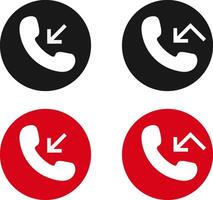 missed call icon set. Web missed calls. Missed call for mobile phone. Interface buttons for mobile connection vector