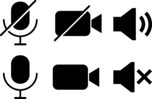 Mute microphone, silent speaker icon set. Full collection of microphone. Elements of multimedia vector